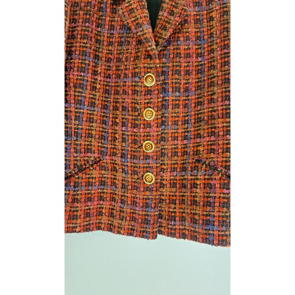 Vtg CARLISLE Wool Blend Colorful Tweed Cropped Blazer Jacket Women Sz 8 Coquette - Picture 9 of 10